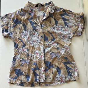 Vintage Leslie Stevens Short Sleeve Floral Button Down Shirt